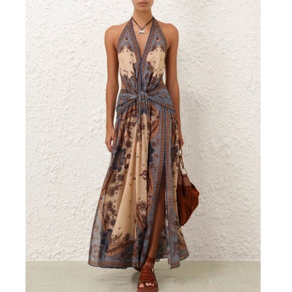 Zimmermann  Ascension Cotton Halter Maxi Dress - Picture 1 of 15